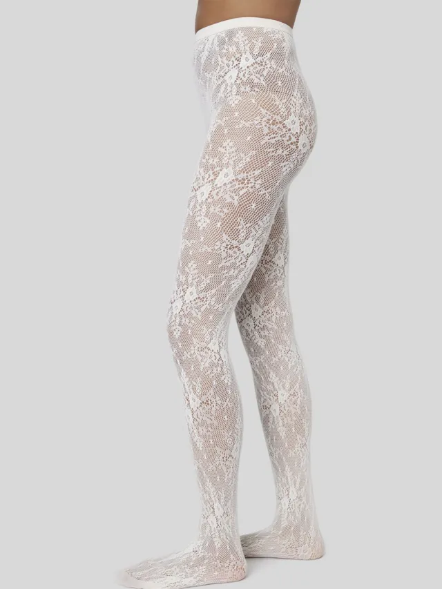 Swedish Stockings dames vegan Panty En Kniekousen Set Rosa Ivoor Wit