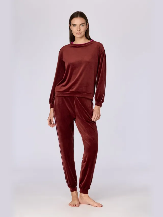 Woody huispak dames velours - bordeaux - 262-15-TPB-V/471