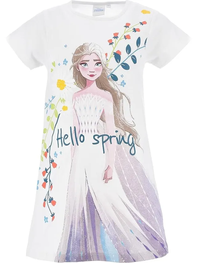 Disney Frozen Nachthemd - Korte Mouw - Wit - Maat 116 (tot 6 jaar)