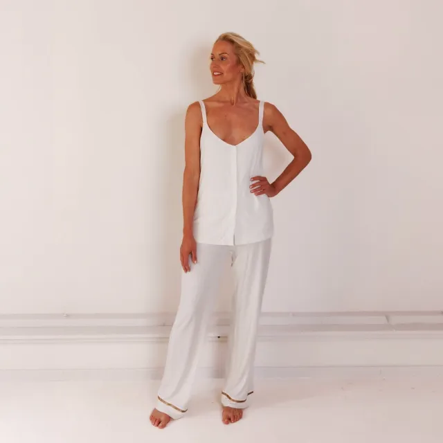 Coco & Cici TENCEL Pyjama Set Top & Broek Dames Off White