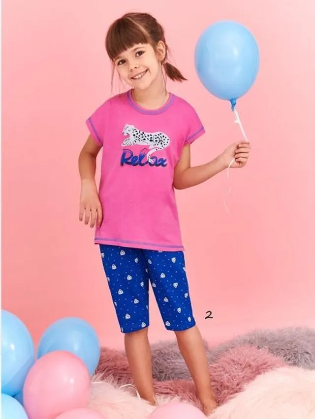 Taro Short Pyjama Amelia. Maat: 128 cm / 8 jaar. Roze - multi