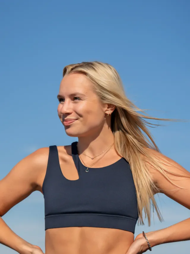 SEAAV dames vegan Sportbeha Cut Out Middernachtblauw Extra donkerblauw