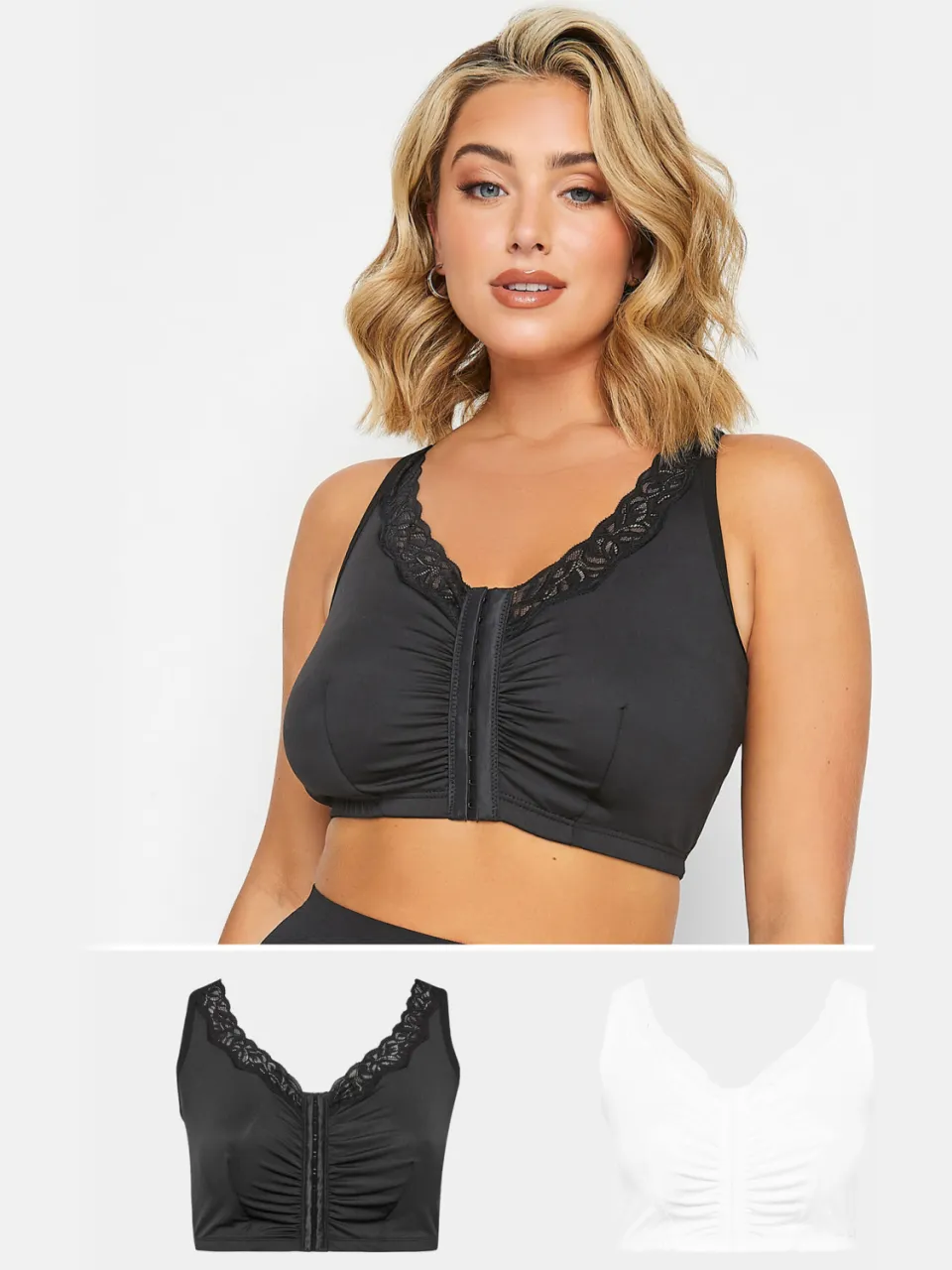 Yours Set Van 2 Paar Nietvoorgevormde Bh's Met Kant In Zwart & Wit-56 Black