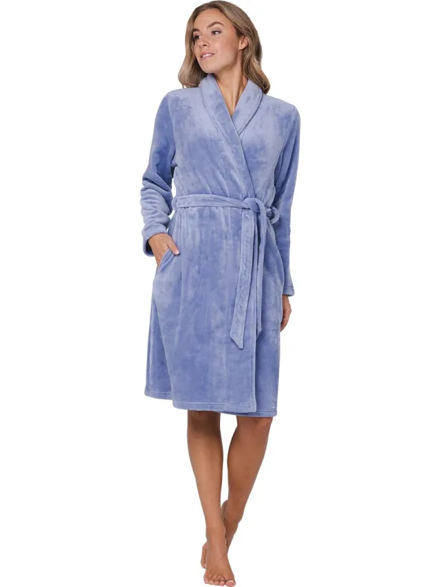 Pastunette Badjas - Blue Fog - Flanel/Fleece - Blauw