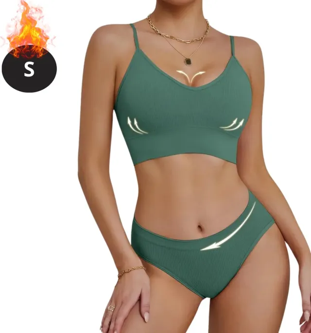 Nivard Lingerie Set Zonder Beugel - Zonder Bandjes - Push-up Bh's - Comfort Beha - Comfortabel - BH - Groen