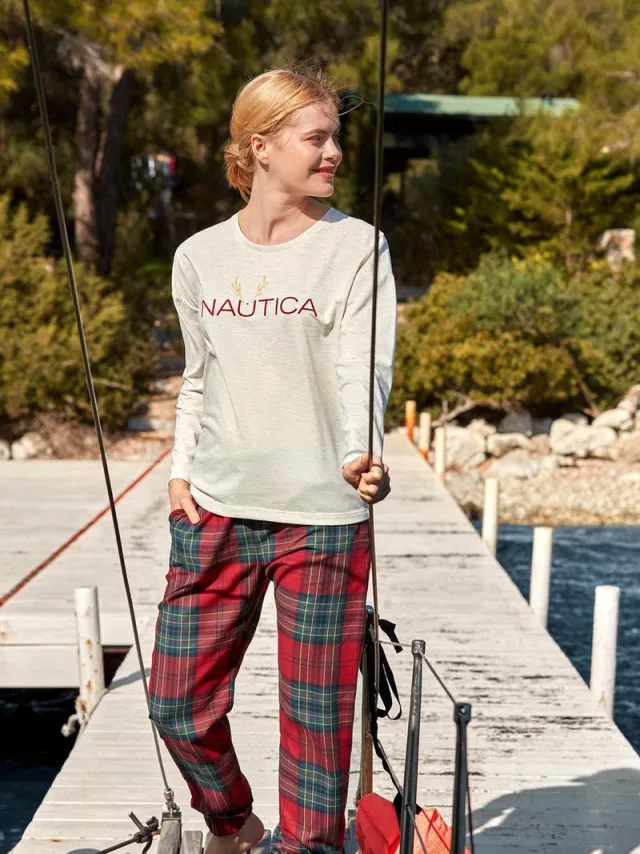 Nautica Pyjama Set Voor Dames Beige