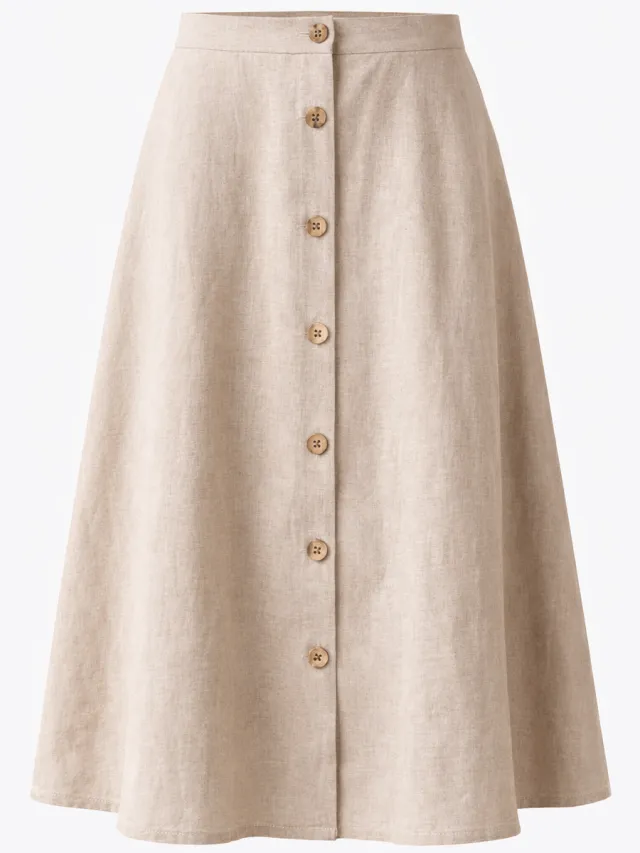 De IONESCU dames vegan Midirok Linnen Beige
