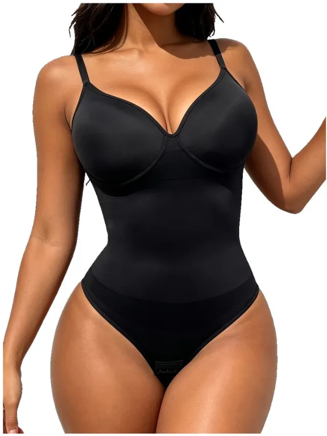 Currero Bodysuit Dames - Shapewear - Bodystocking - Corrigerende Body - Ingebouwde BH - Vormgevend & Afslankend Effect - Zwart
