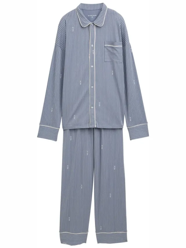 Tom Tailor Pyjamaset met gestreept patroon - blue-medium-vertical stripe