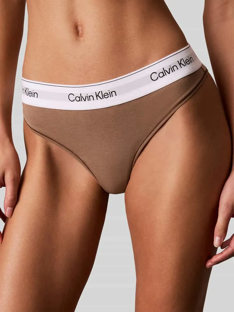 Calvin Klein String van mix van katoen en modal lichtbruin, foto 4