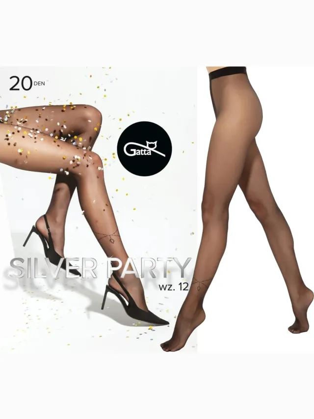 Gatta Silver Party- Maat L – Panty Dames – 20 DEN – Zwart – Feestelijke Panty met Decoratief Motief (1 stuks)