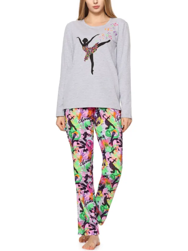 Merry Style Dames Pyjama - Lange mouwen - Lange broek - Katoen - MS-MS10-169-PJ - Gemêleerde Dans