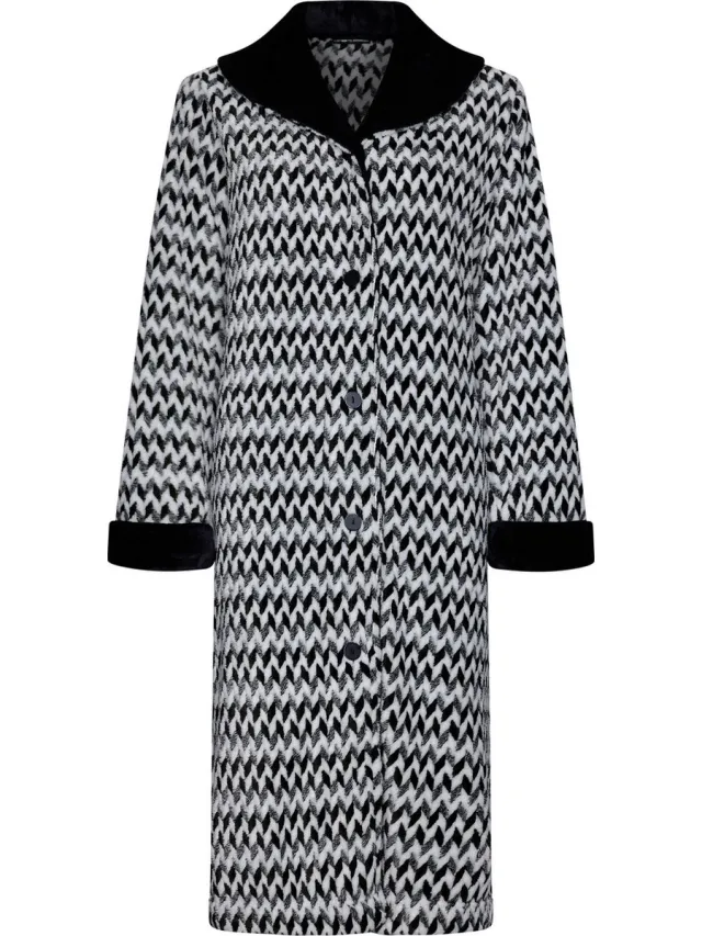 Pastunette Fleece badjas zigzag Pastunette - Zwart - Maat