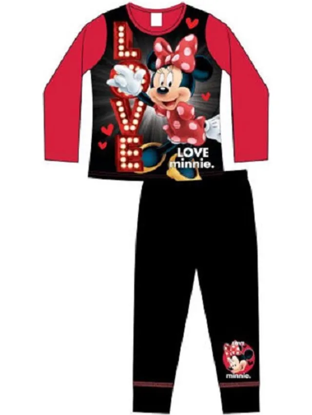 Minnie Mouse Disney Minnie Mouse Pyjama - Love - Kinderpyjama - Rood met zwart multi colour