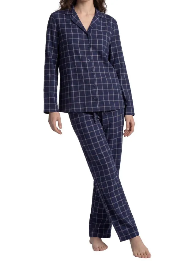 Seidensticker Dames pyjama Classic Flannel navy