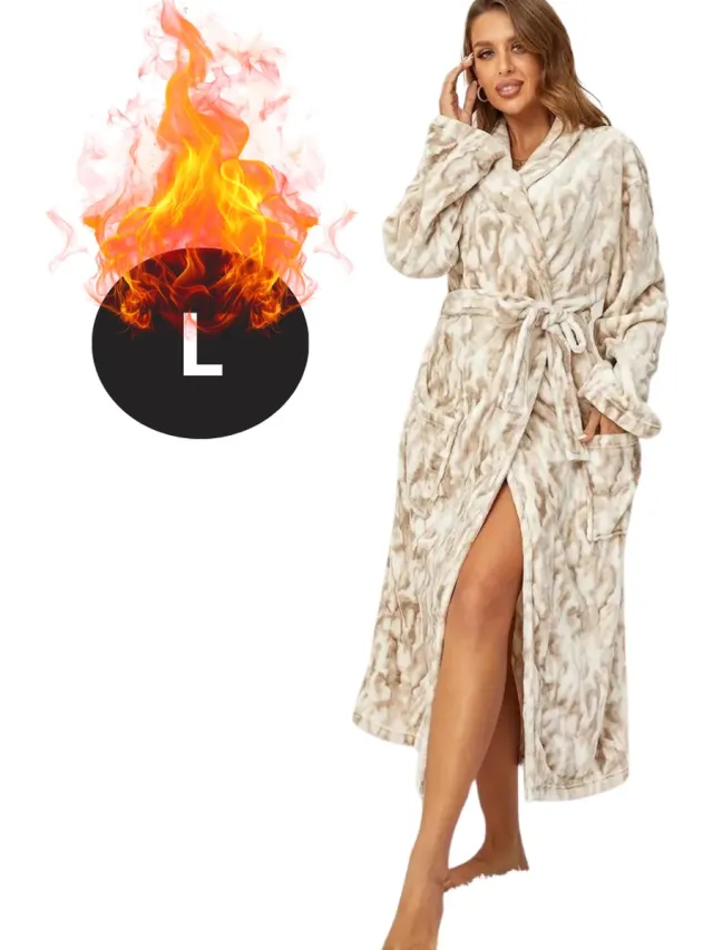 Livano Badjas Dames - Fleece - Katoen - Badstof - Sauna - Hamam - Wafel - Bathrobe - Duster - Ochtendjas - Spa - Kimono - Beige