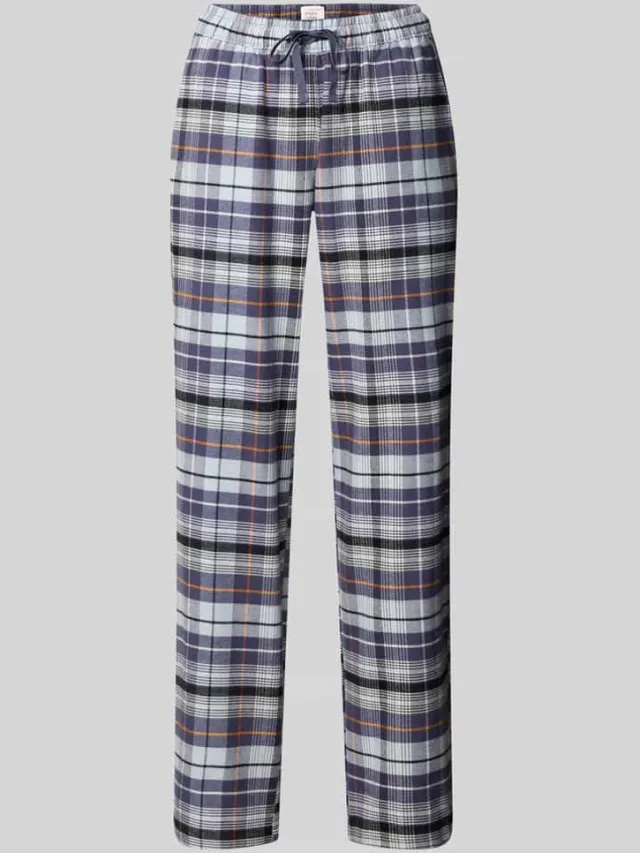 Schiesser Stoffen broek met elastische band Blauw