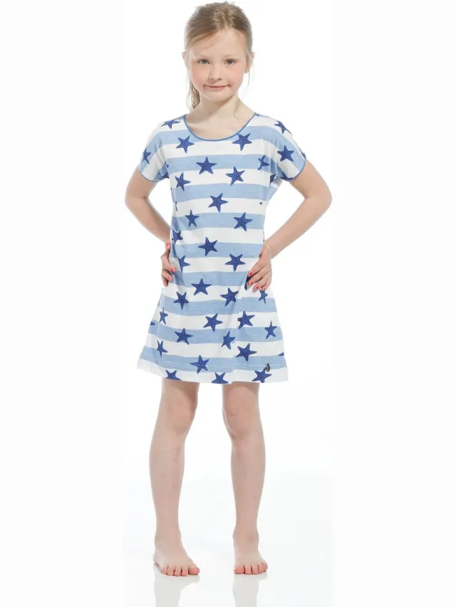 Rebelle Girls Starfish - Nachthemd - Blauw/Wit