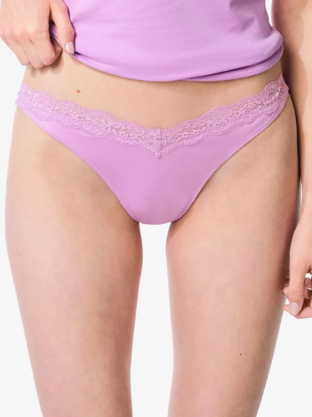 HEMA Damesbrazilian hoge beenuitsnede micro met kant violet paars (violet paars)