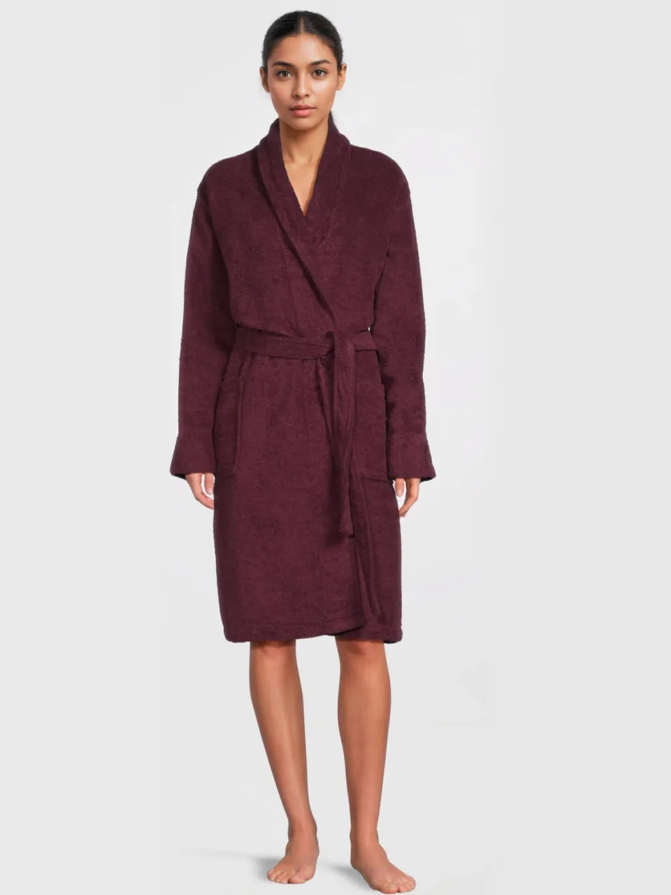 NOUS Living badstof badjas aubergine