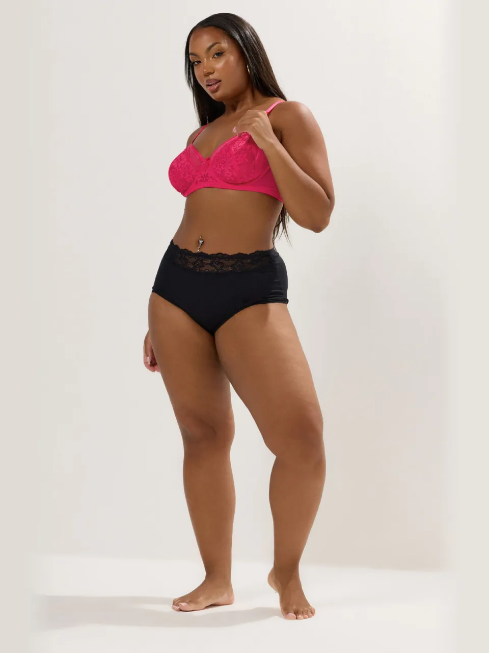 Yours 2Pack Roze En Zwarte Kanten Mesh Beugelbeha's, foto 4