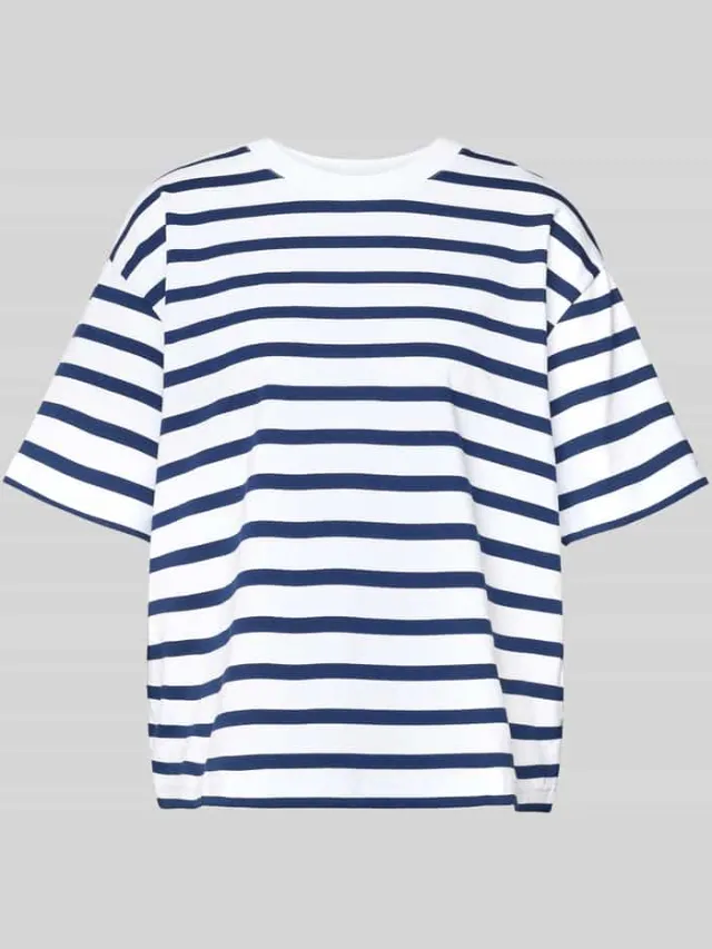 Mey Pyjamabovendeel met geribde ronde hals Donkerblauw