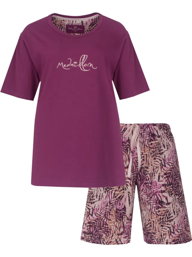 Medaillon Dames Shortama - Korte Mouwen - Violet Fuchsia