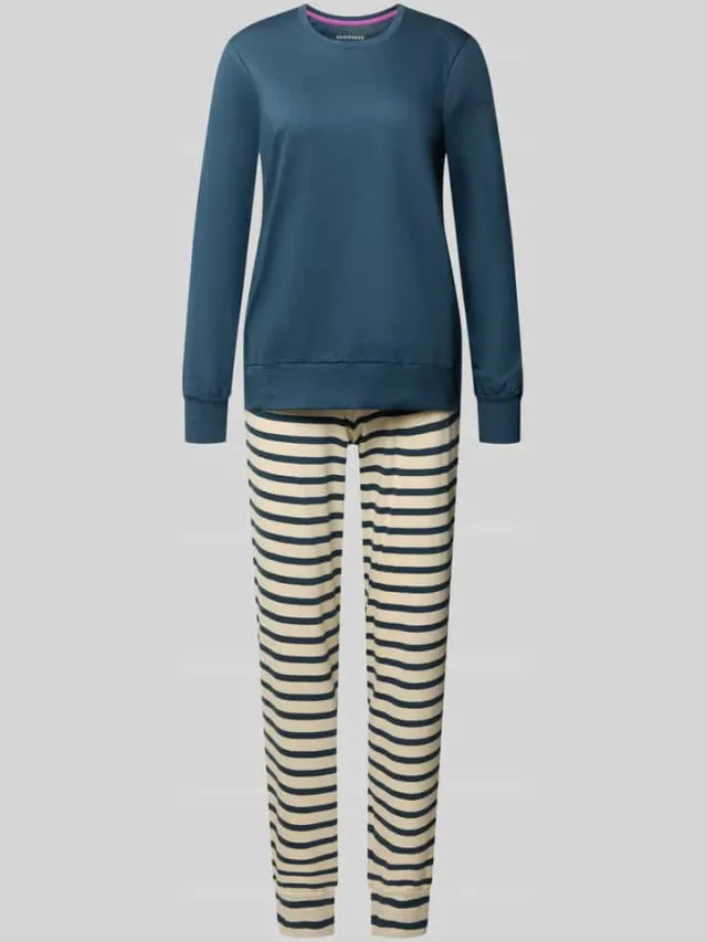 Schiesser Regular fit pyjamaset van puur katoen Donkerblauw