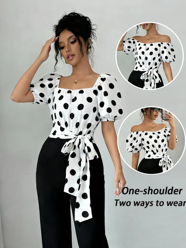 Currero Topje Dames Polkadots - Mouwloze Top - Singlet - Kleding - Shirt - Blouse - Kort - Volwassen - Zwart