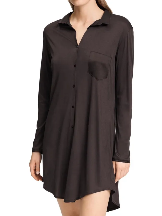 Hanro Dames nachthemd Grand Central dark mocha