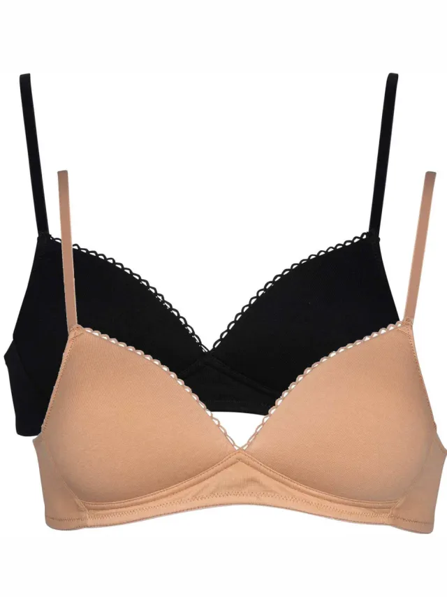 My Basic by After Eden katoenen bh zonder beugel beige/zwart