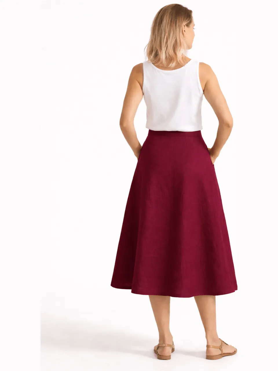 De IONESCU dames vegan Midirok Linnen Bordeaux, foto 2