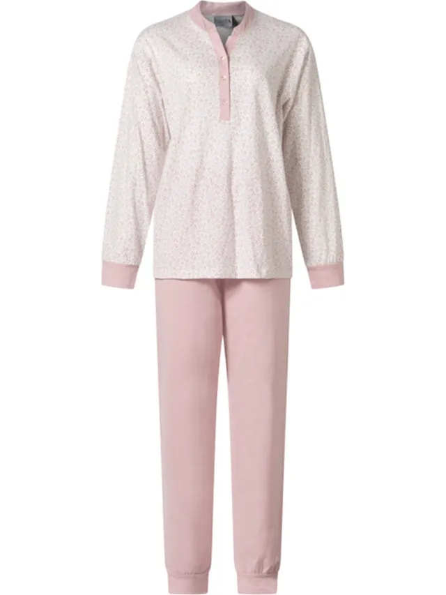 Lunatex dames pyjama 124232 - wit met roze