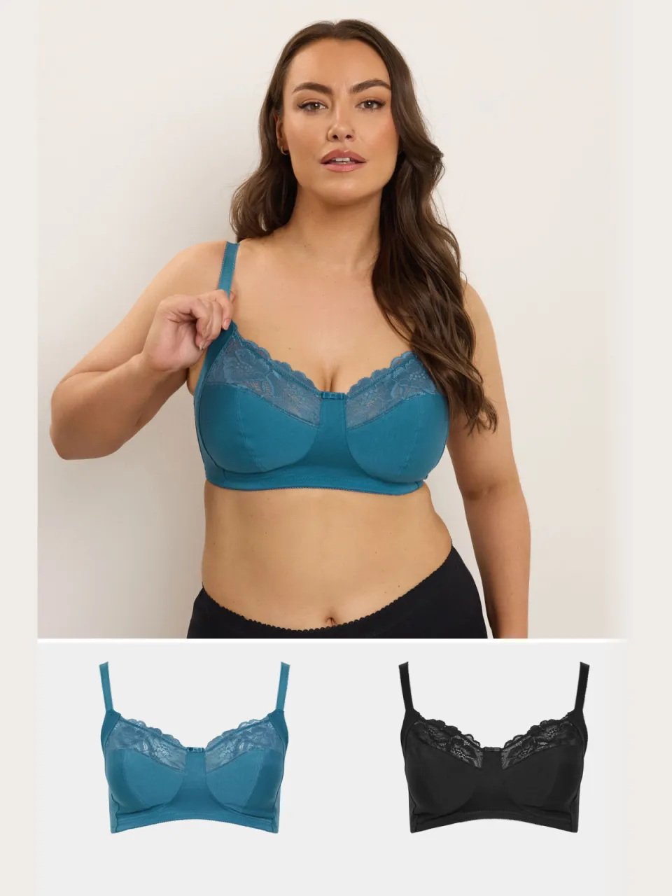 Yours 2Pack Teal Green & Black Beugel Kanten Bh's