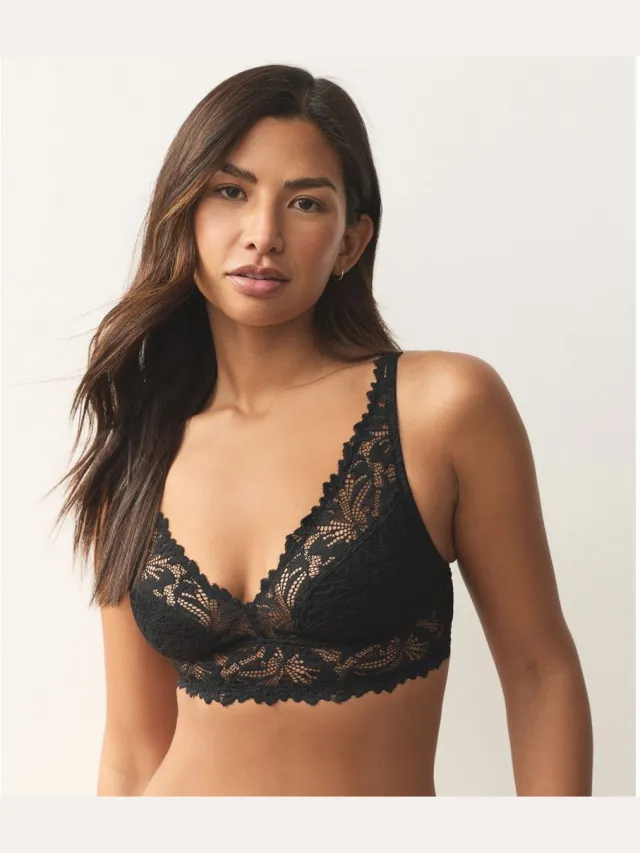 Next Dames - Ultimate Comfort beha met kant zonder vulling, zonder beugel - Zwart