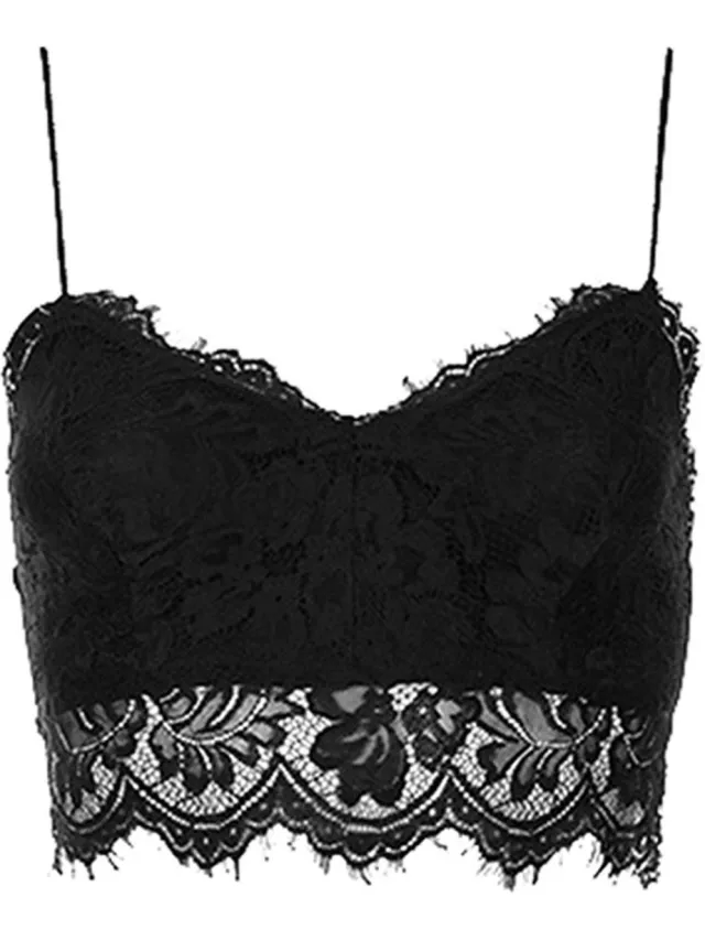LOUZIR Kanten Top Bralette - Crop top dames - BH Kant - Bh's zonder beugel - Dames Kleding - LOUZIR Zwart