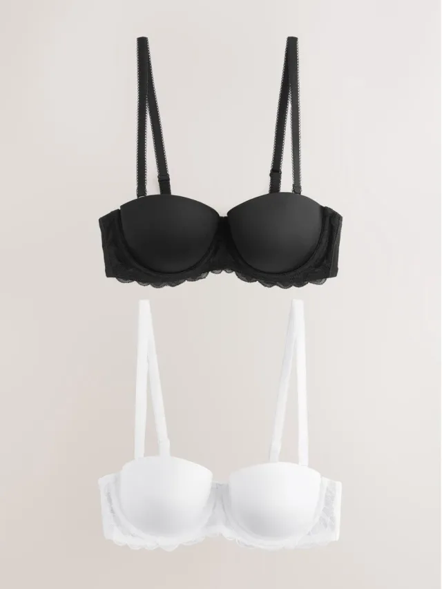 Next Dames - Verpakking van 2 strapless multiway beha's met lichte vulling in cupmaten A-E - Zwart Black/White
