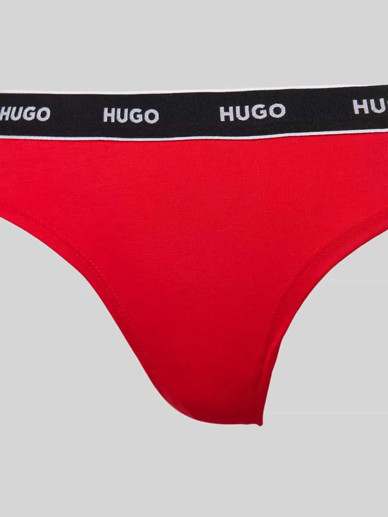 Hugo String met elastische band met label, model 'Carousel' rood, foto 3