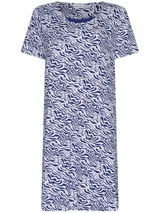 Pastunette Nachthemd - Midnight Animal - Bamboe - Blauw/Wit