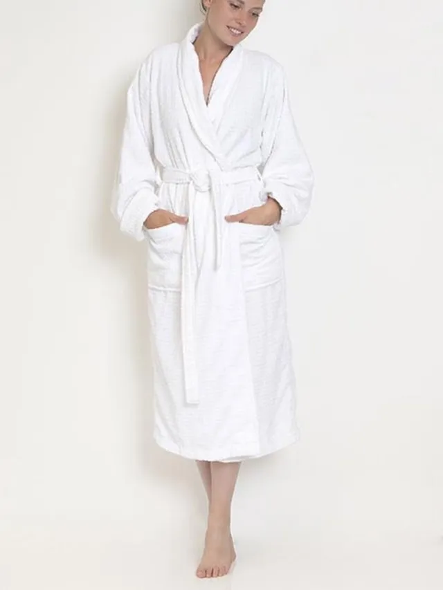 Heckettlane HnL Badjas Velours Carré - White wit