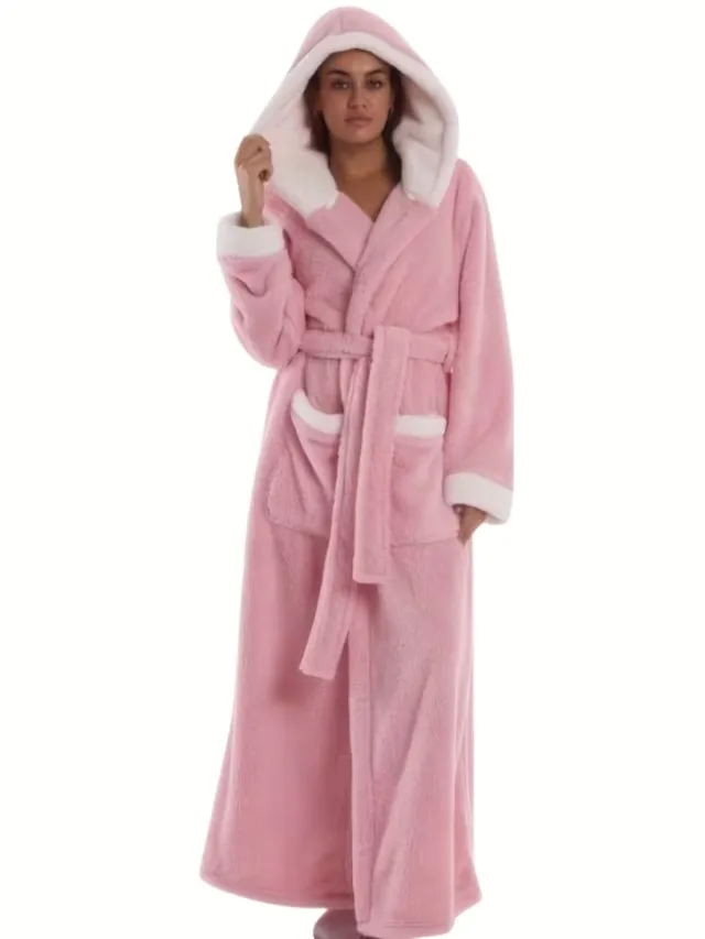 Currero Badjas Dames - Fleece - Katoen - Badstof - Sauna - Hamam - Wafel - Bathrobe - Duster - Ochtendjas - Spa - Kimono - Grijs Grijze Capuchonjas