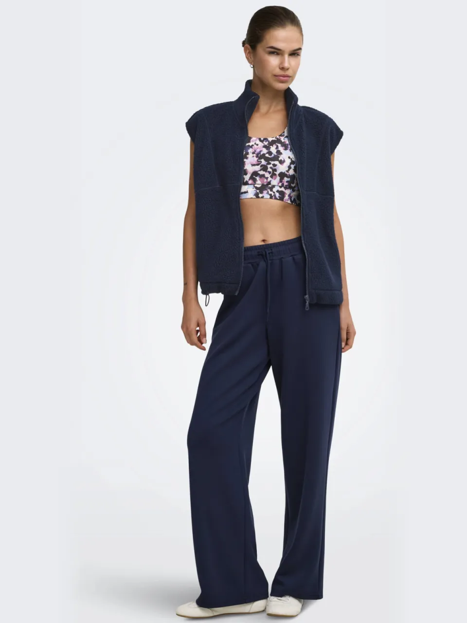 Only Play sport-bh medium support met print - ecru/zwart/lichtblauw/roze