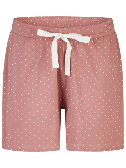 By Louise Dames korte pyjama set shortama wit/oudroze gestipt, foto 2