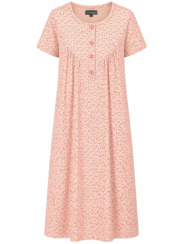 Cocodream Quality Cocodream - Klassiek nachthemd dames - Korte mouw - Peach - Lang model