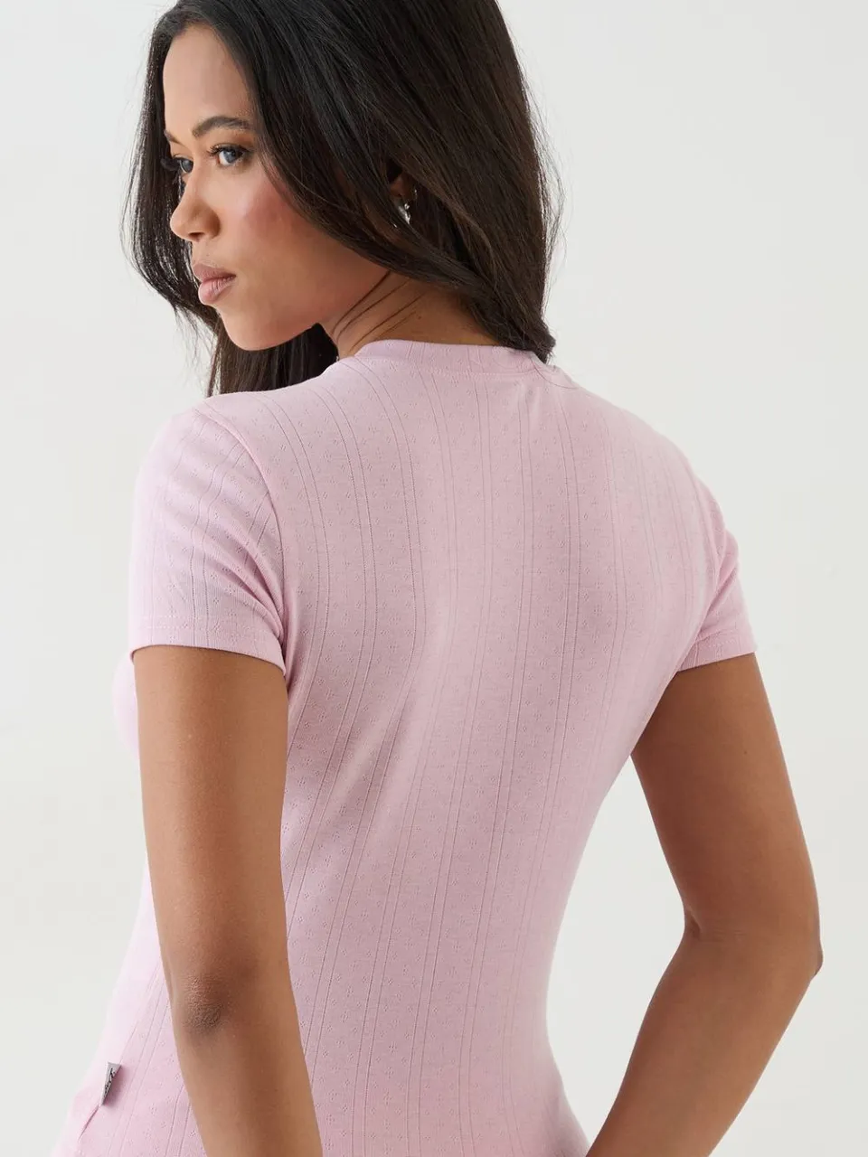 Dames Dsgn Studio Pointelle Getailleerd T-shirt lichtroze, foto 4