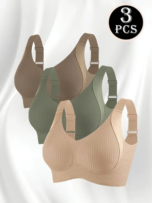 Currero BH Zonder Beugel - Strapless - Zonder Bandjes - Met Voorsluiting - Push-up Bh's - Comfort Beha - Comfortabel - Grote Sluiting - Abrikoos + Grijs + Koffie
