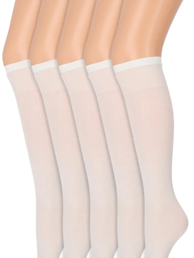 Marianne Katoenen Kniekousjes | Merk: Marianne | Maat: One Size | Kleur: Wit | 5 Paar