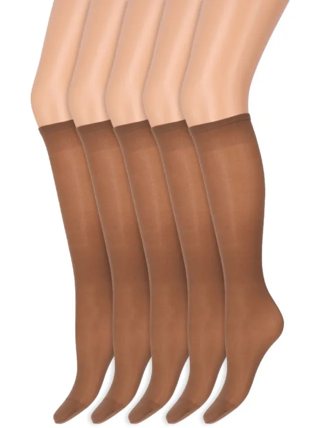 Marianne Kniekousen met soepele boord | Perfecte pasvorm | 40 denier | Merk: Marianne | Maat: One Size | Kleur: Muscat | 5 Paar Beige