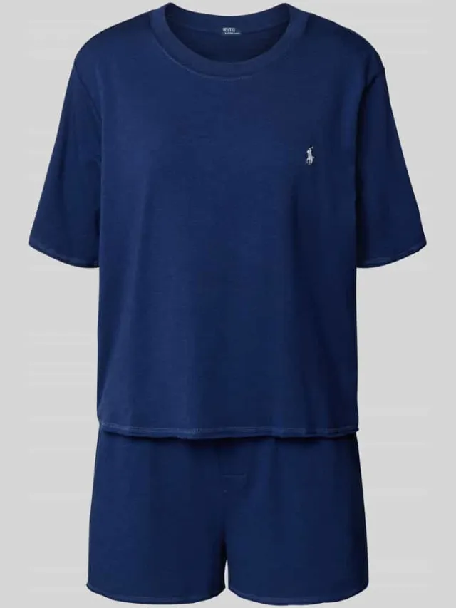 Polo Ralph Lauren Pyjama met logostitching en elastische band met logo Donkerblauw