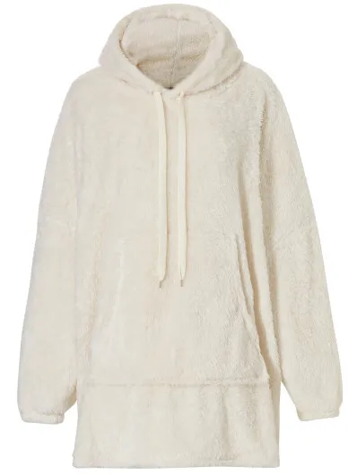 Apollo Dames huggle fleece hoodie loungewear incl capuchon ecru, foto 2